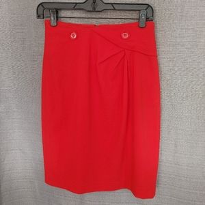 Versace Red Pencil Skirt sz Italian 40 : US 4/6 with Button Detail & Logo Lining